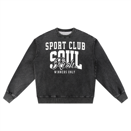 Soul Rich Sport Club “Snow Wash Oversized Crewneck Sweatshirt” Limited Edition