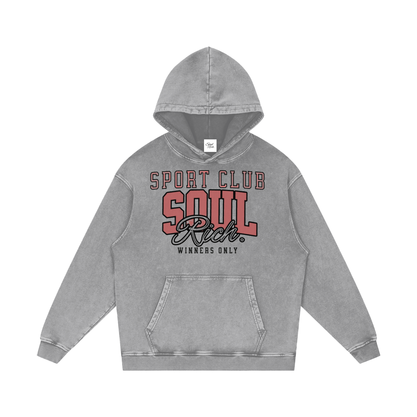 SOUL RICH “Snow Washed Loose Cotton Vintage Hoodie” Limited Edition