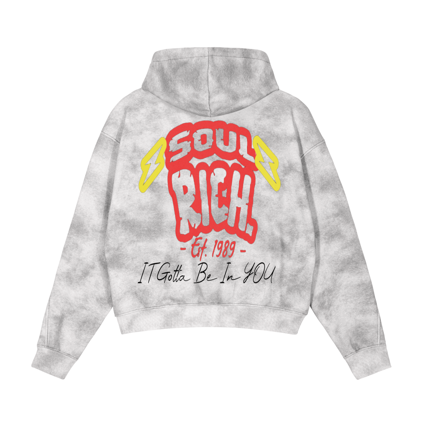 Soul Rich Dirty Washed Zip-Up Fleece Hoodie (Limited Edition) Solar Red logo