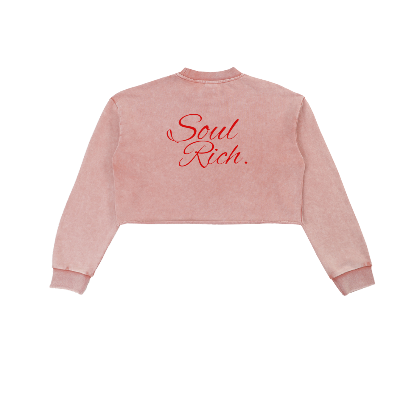 SOUL RICH “PINK Snow Washed Raw Edge Cropped Sweatshirt” Women’s