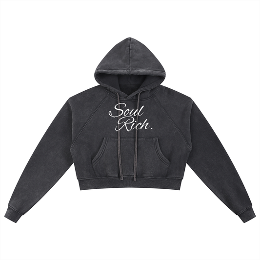 SOUL RICH WOMENS Snow Washed Cropped Hoodie (Limited Edition)