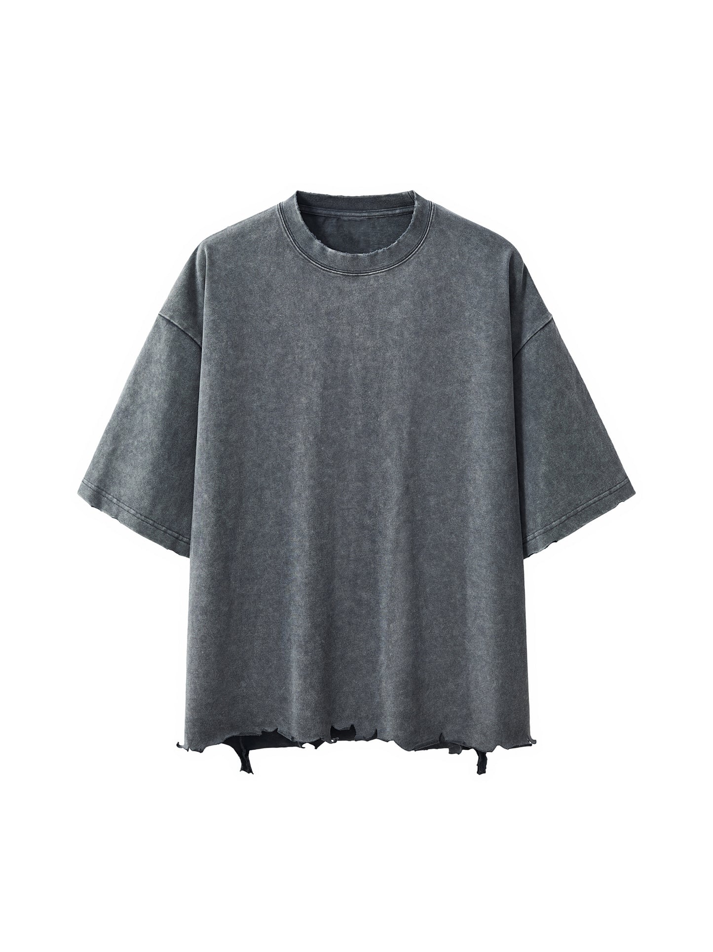 SOUL RICH Snow Wash Raw-Hem Boxy T-Shirt – Washed White
