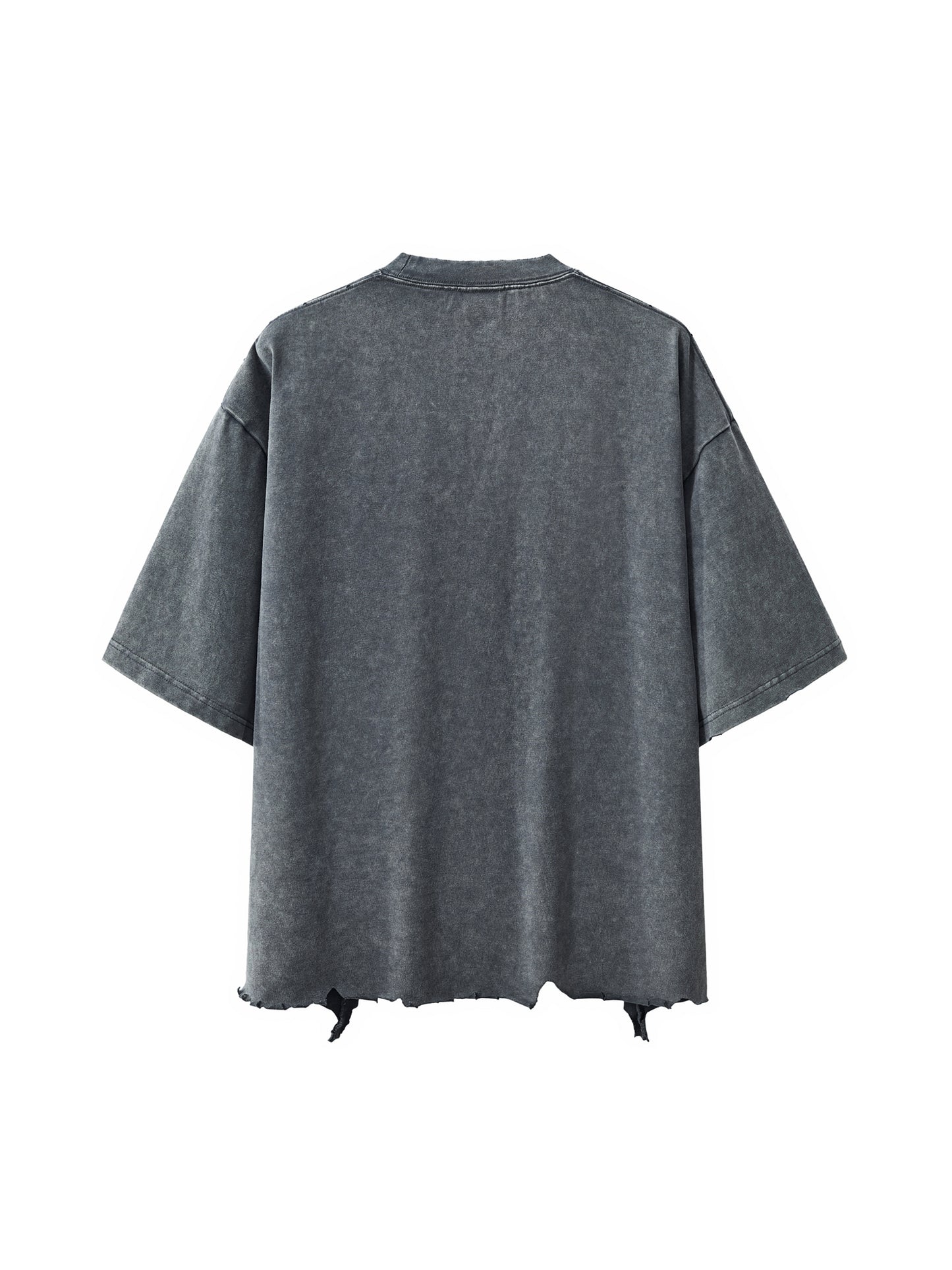 SOUL RICH Snow Wash Raw-Hem Boxy T-Shirt – Washed White