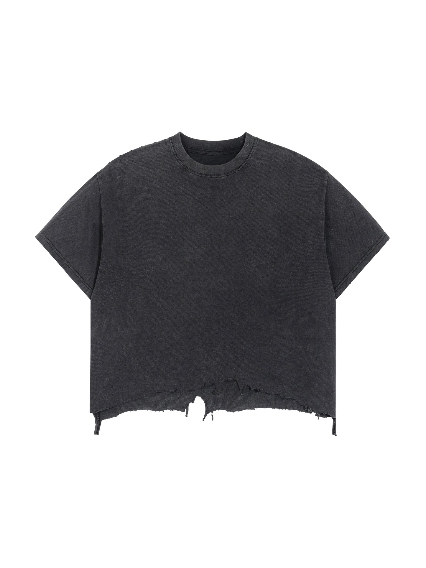 SOUL RICH Vintage Wash Boxy Distressed Hem T-Shirt – Limited Edition