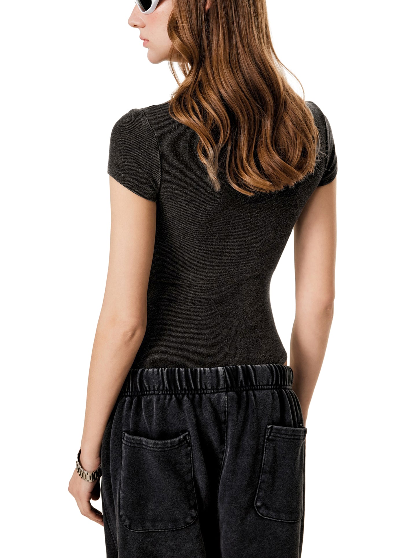 SOUL RICH Women's Mineral Wash Crewneck Bodysuit